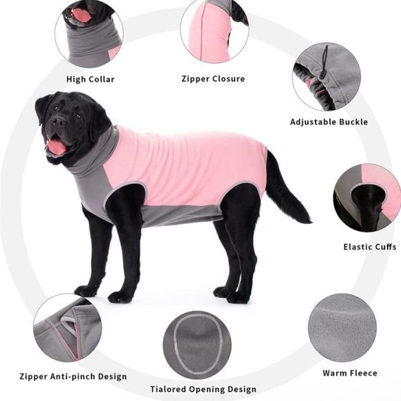 Dog Winter Jacket Polar Fleece Pet Warm Vest Medium Large Dogs Walking - Picture 3 of 7